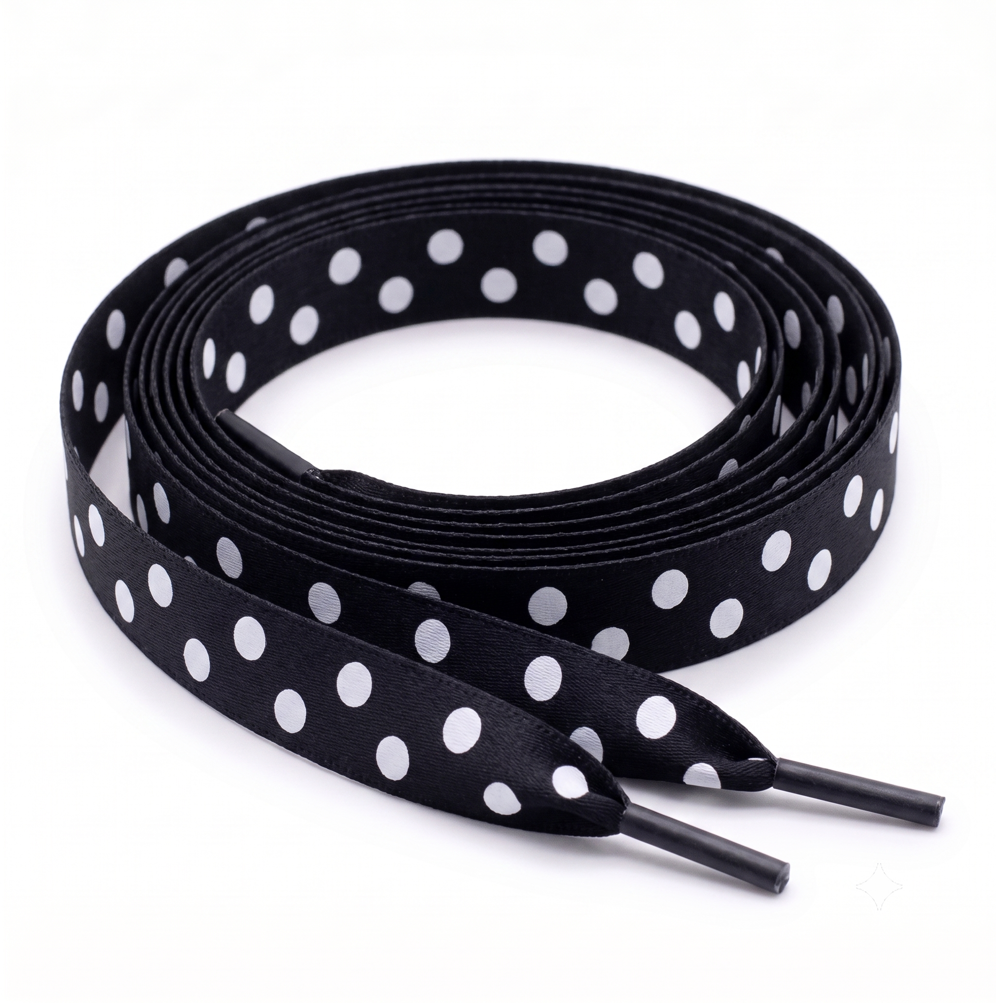 Black Polka Dot Satin Ribbon Shoelaces