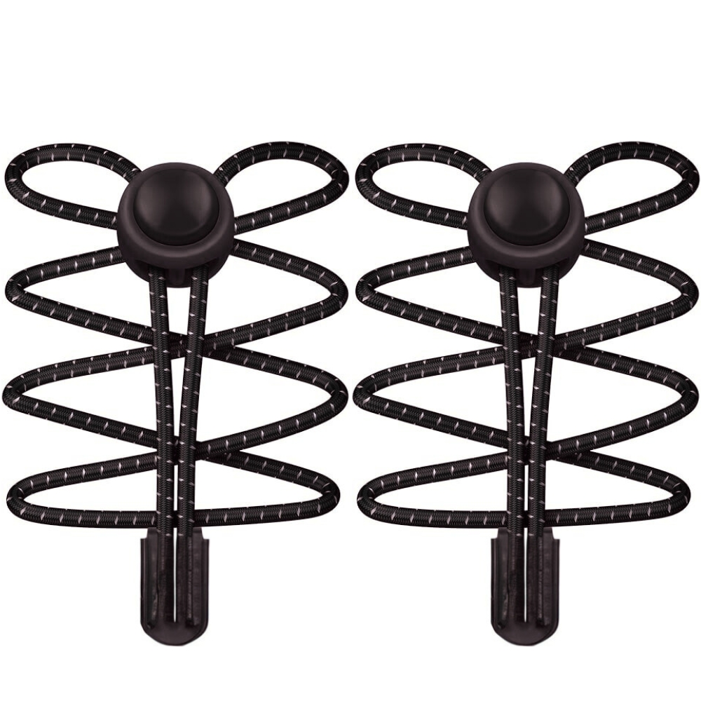 Black Reflective Lock No Tie Shoelaces