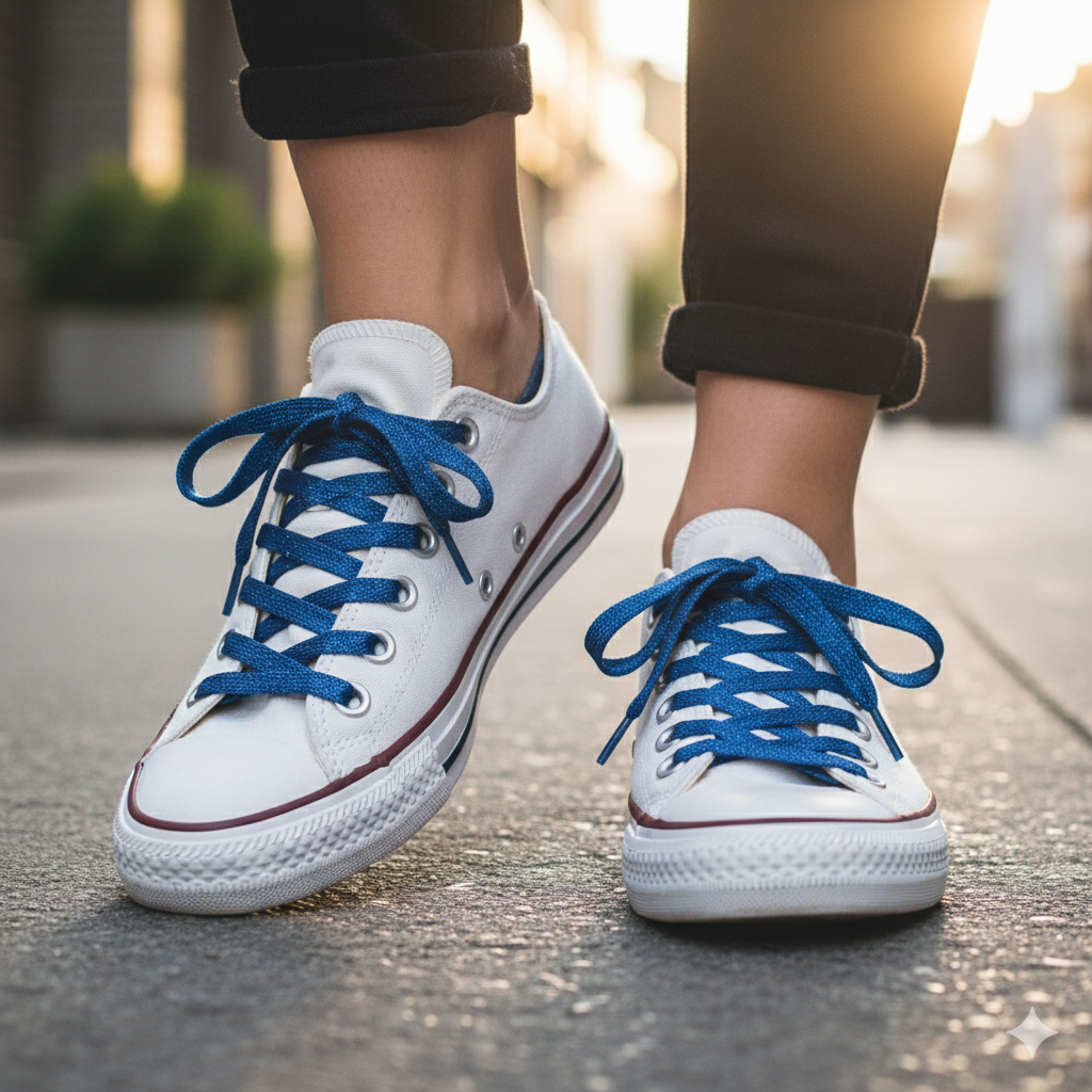 Blue Glitter Shoelaces for Converse