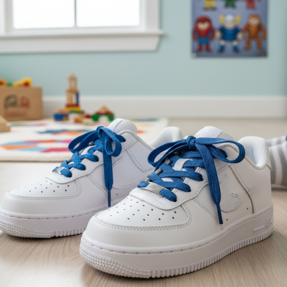 Blue Kids Glitter Shoelaces