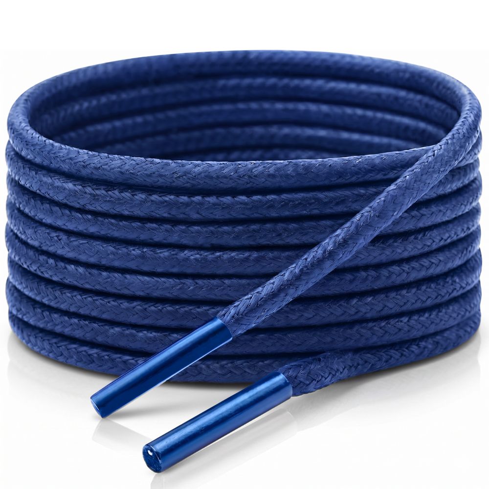 Blue round waxed shoelaces