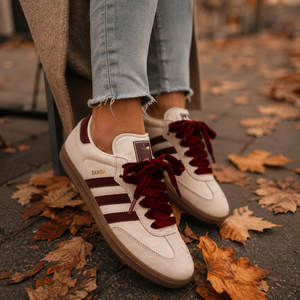 Burgundy Velvet Shoelaces for sambas