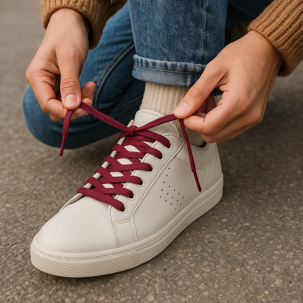 Burgundy flat laces