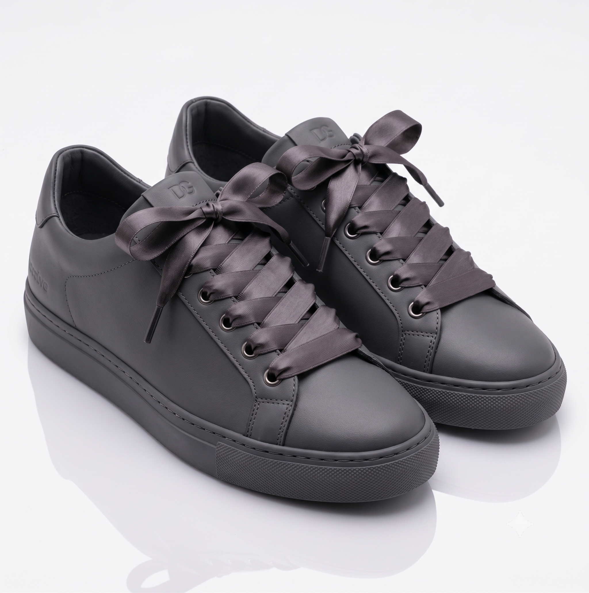 Dark Grey Ribbon Satin Shoelaces