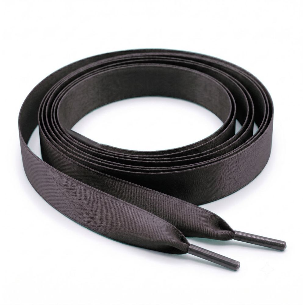 Dark Grey Satin Ribbon Shoelaces *