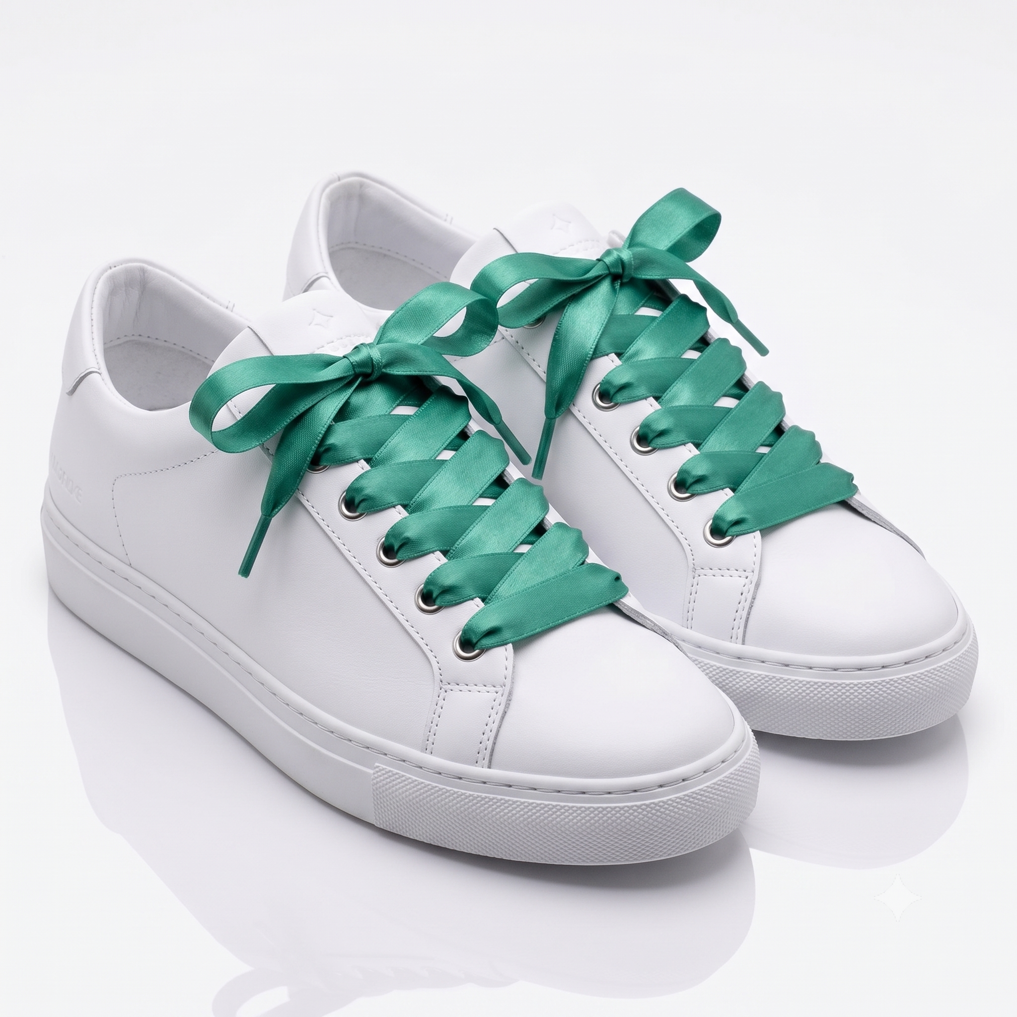Jade Green Satin Ribbon Shoelaces for trainers
