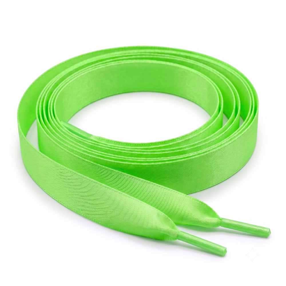Keylime Green Satin Ribbon Shoelaces