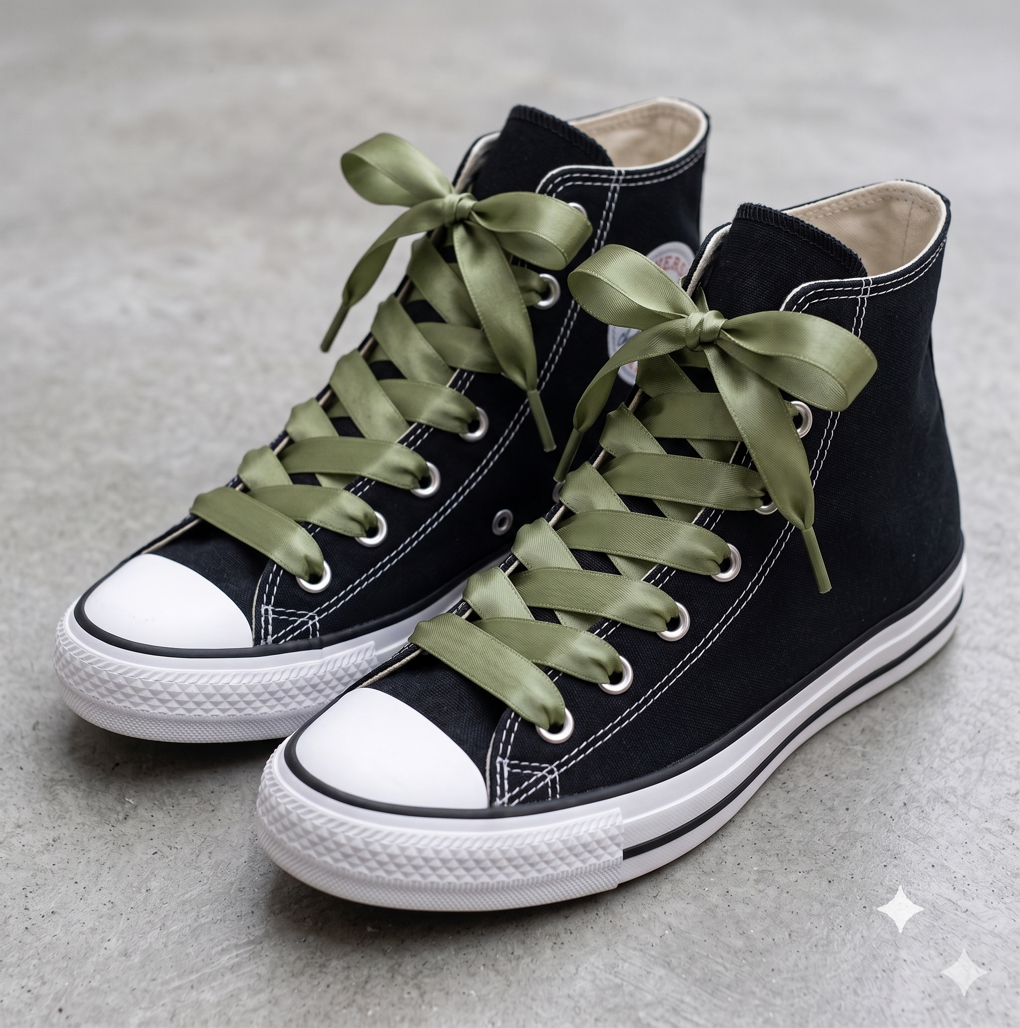 Khaki Satin Ribbon Shoelaces