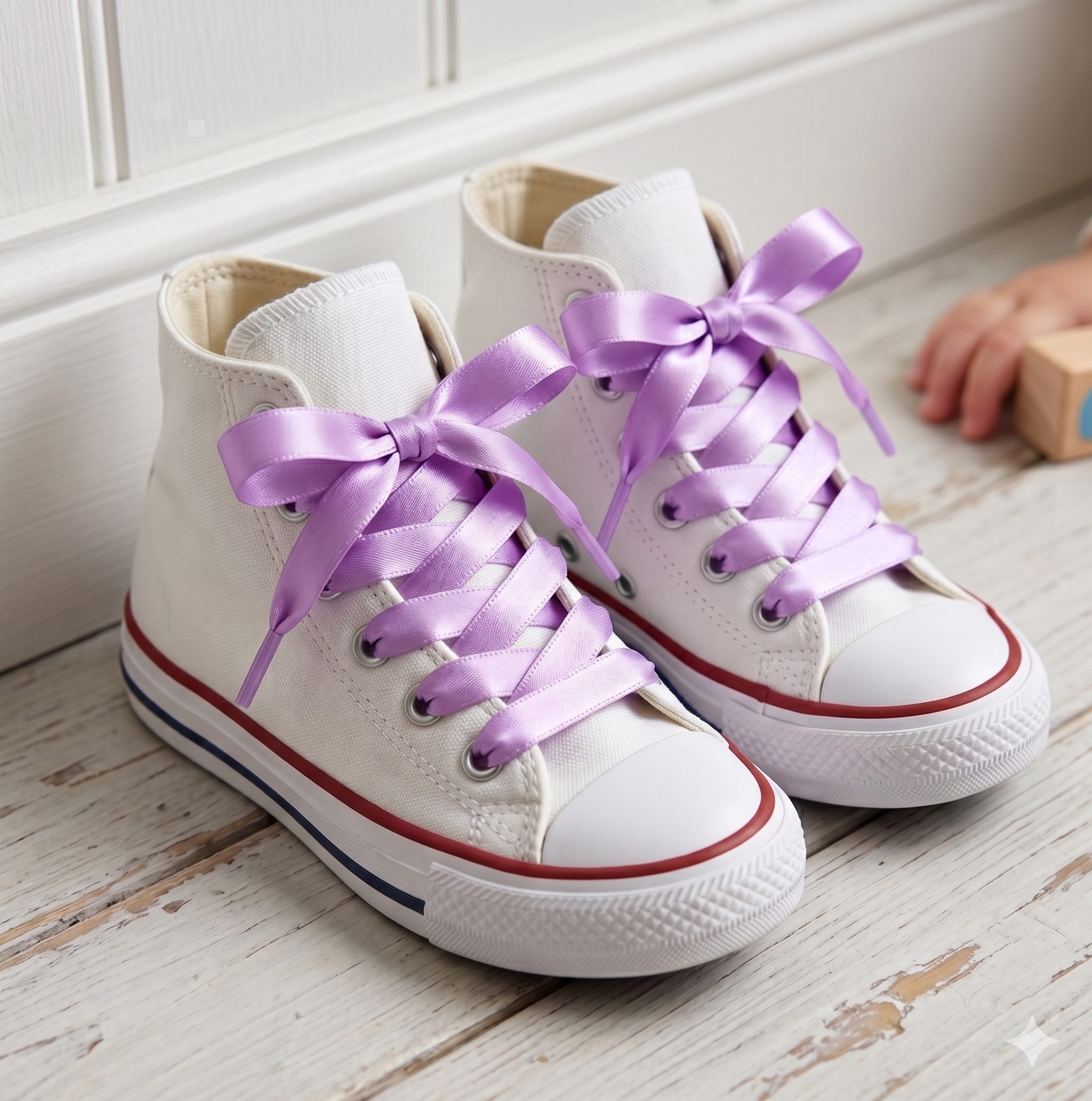 Lilac Pair of satin ribbon shoelaces kids
