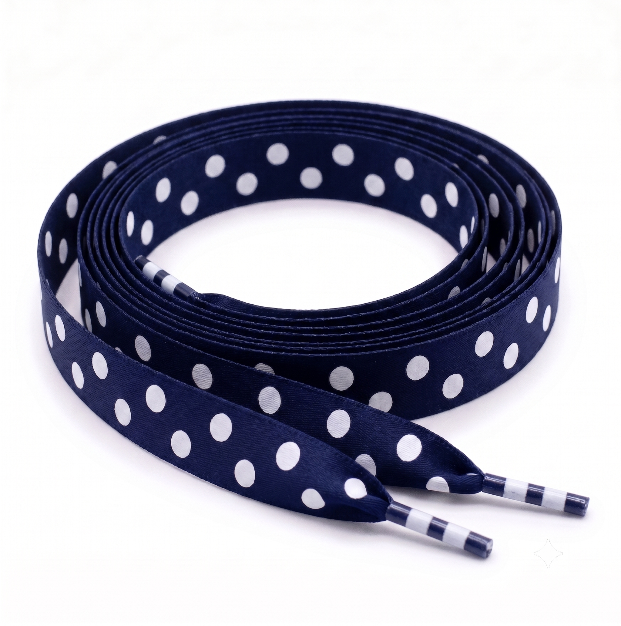 Navy Polka Dot Ribbon Shoelaces