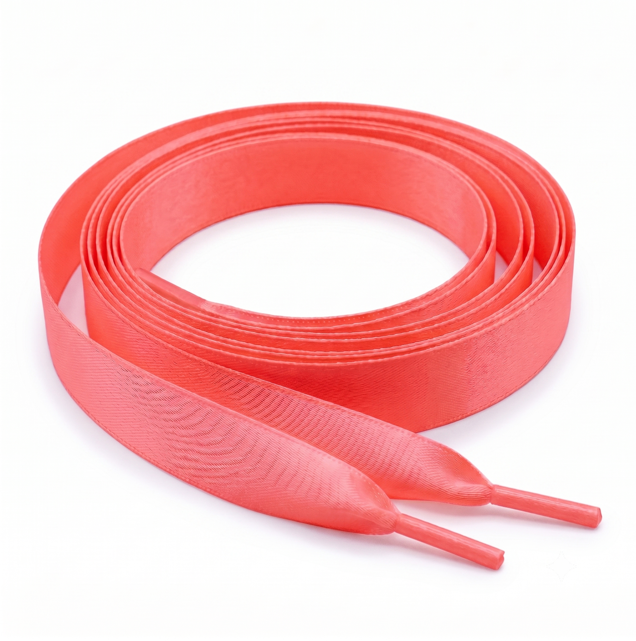 Neon Coral Satin Ribbon Shoelaces