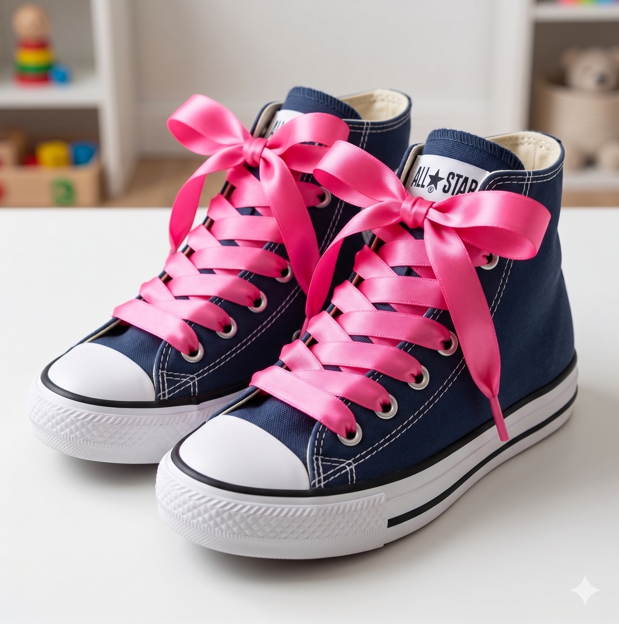 Neon Pink Satin Ribbon Converse Laces