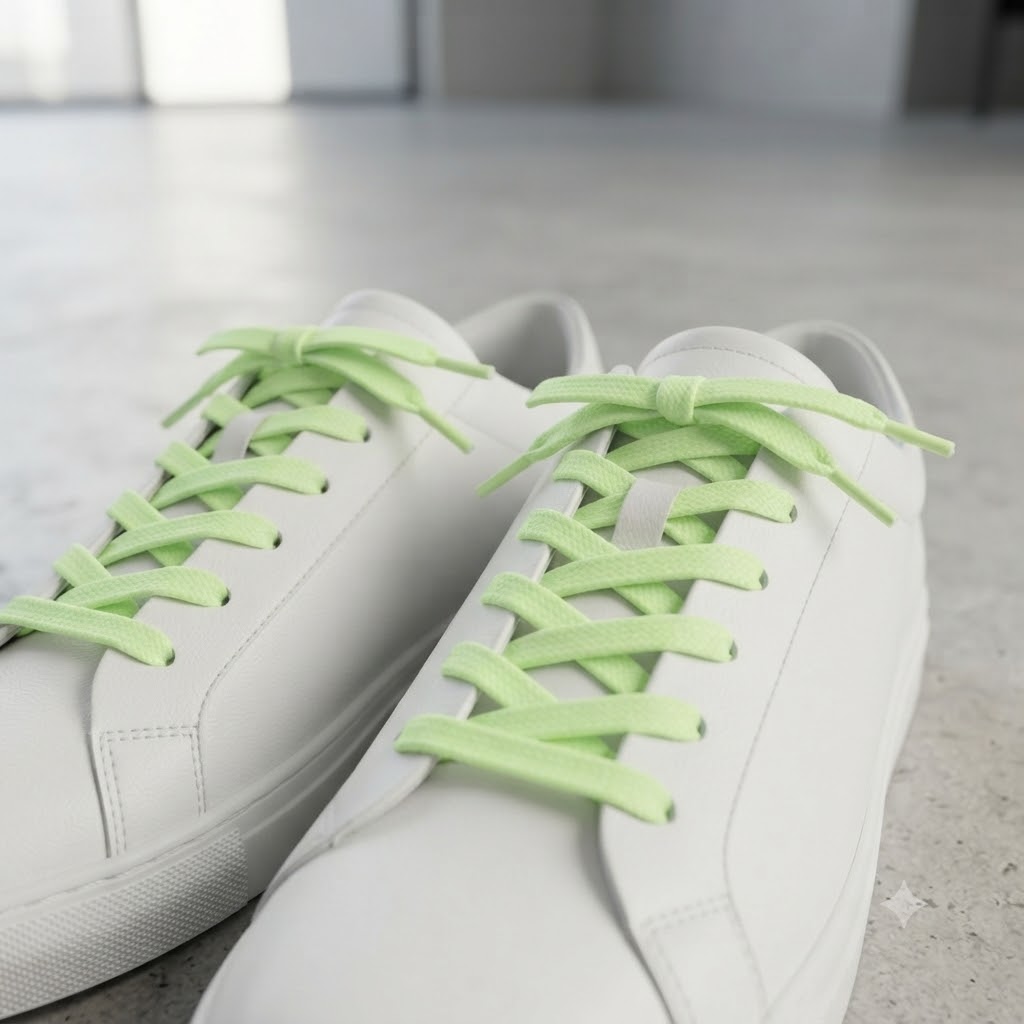 Pastel Green Glow In the dark shoelaces 3