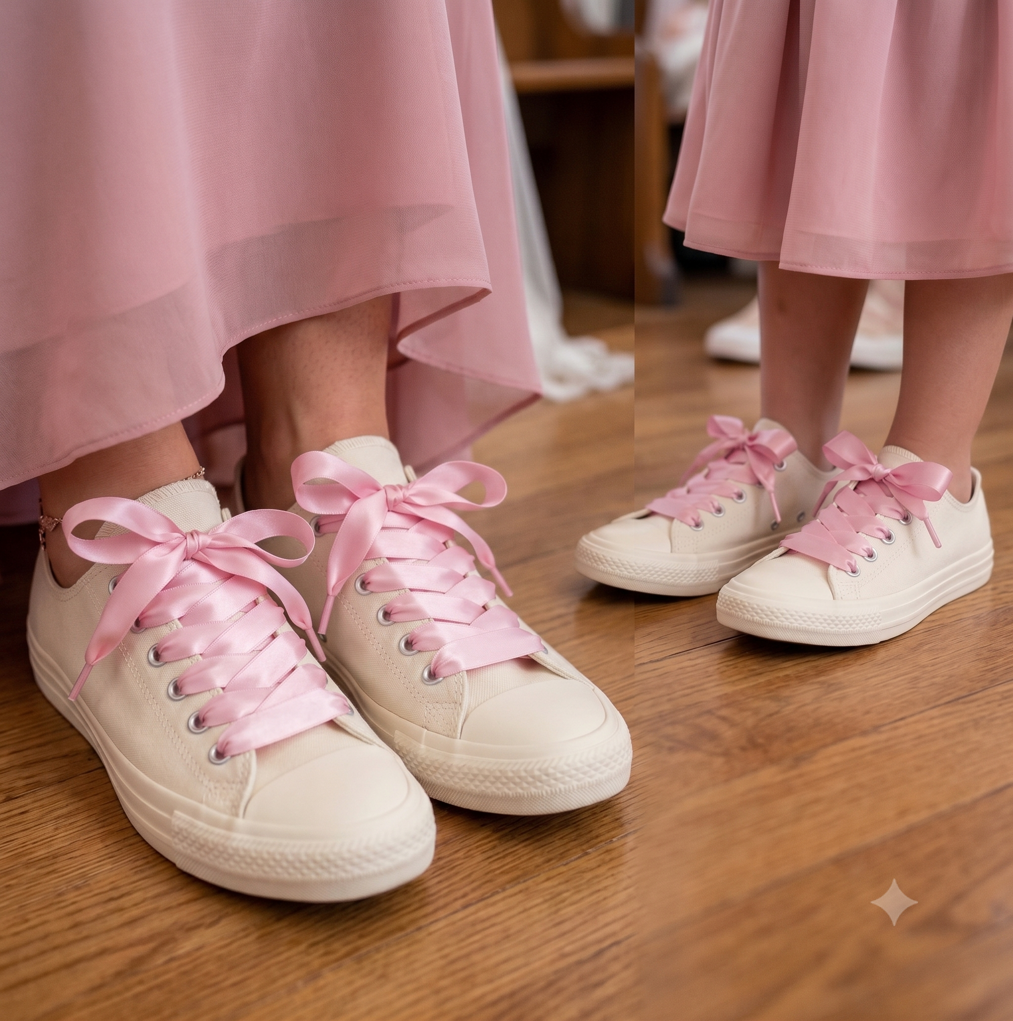 Pink Satin Ribbon Shoelaces copy