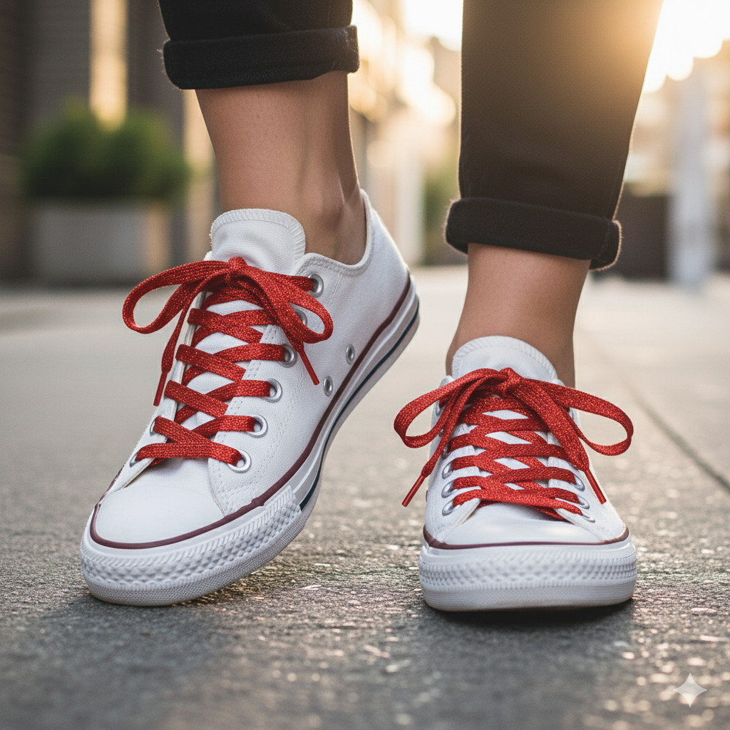 Red Glitter shoelaces for converse