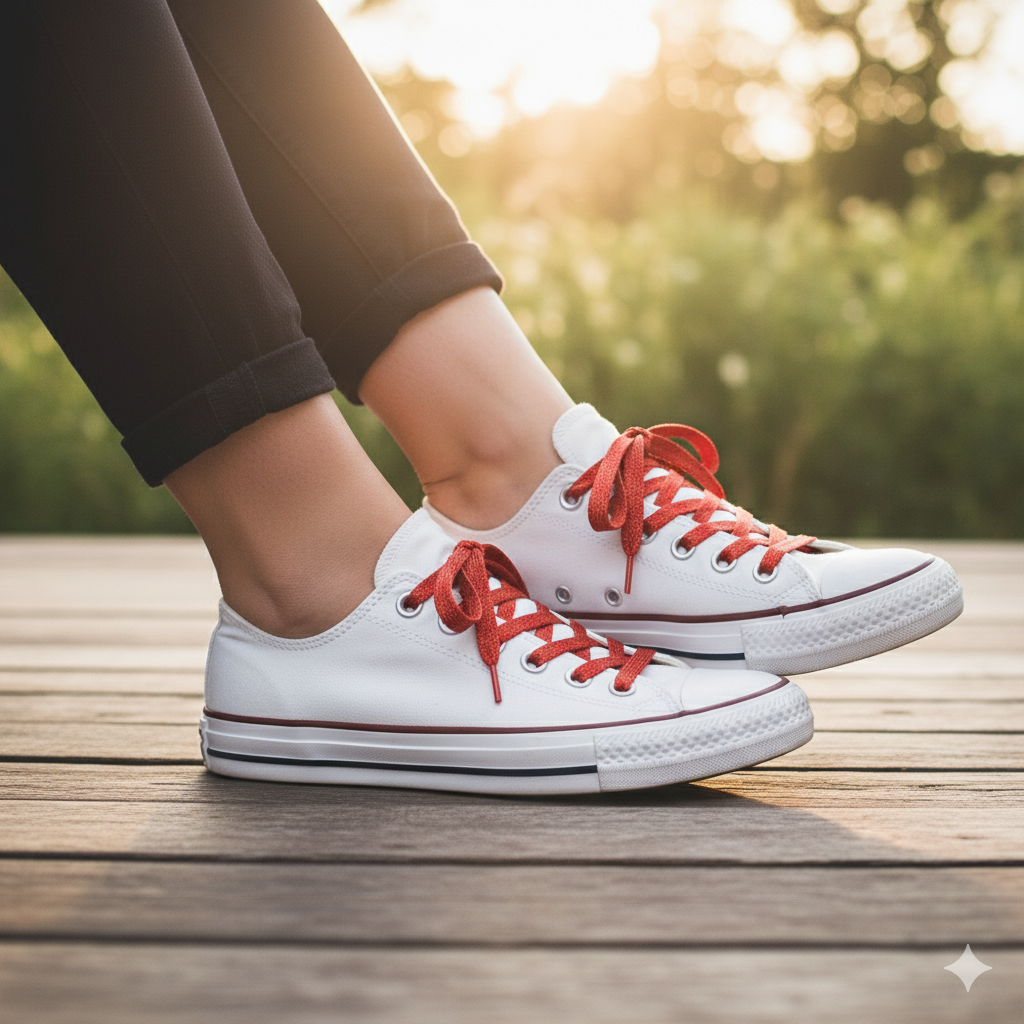 Red Glitter shoelaces for converse 2