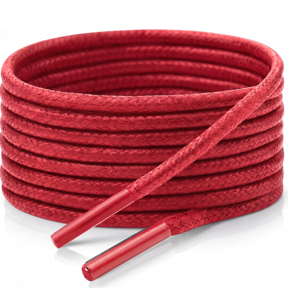 Red Round Waxed Shoelaces. NEWpng