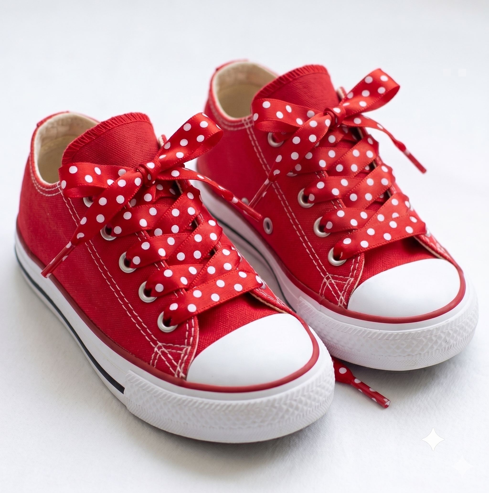Red & White Polka Dot Shoelaces for kids