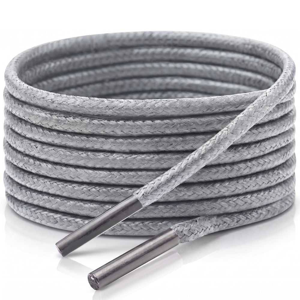 Silver Grey Round Waxed Shoelaces