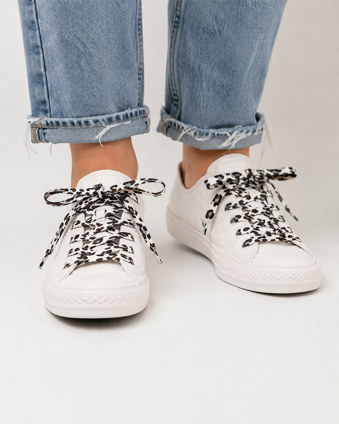 Snow Leopard Print Flat Shoelaces 2