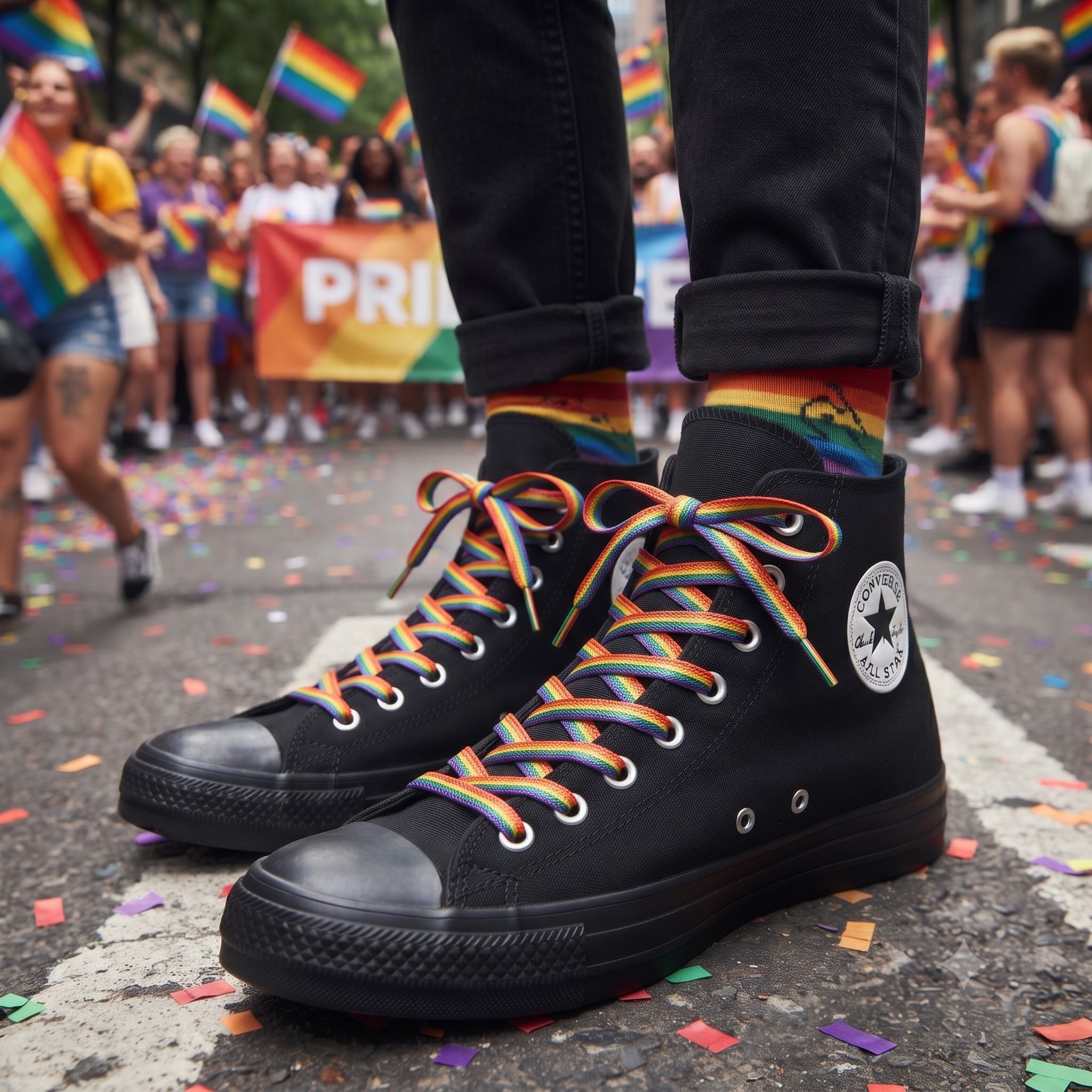 Stripe Pride Rainbow Shoelaces