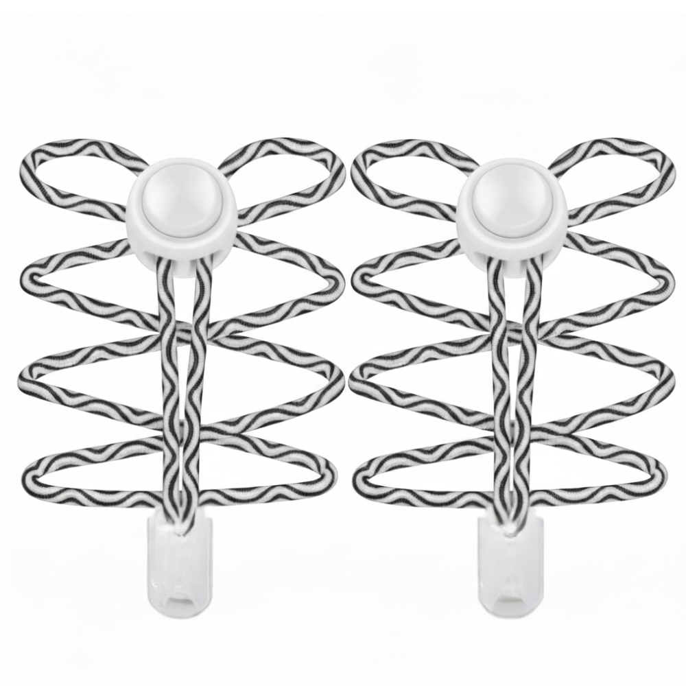 Swirly White & Black Swirl Lock Laces No tie