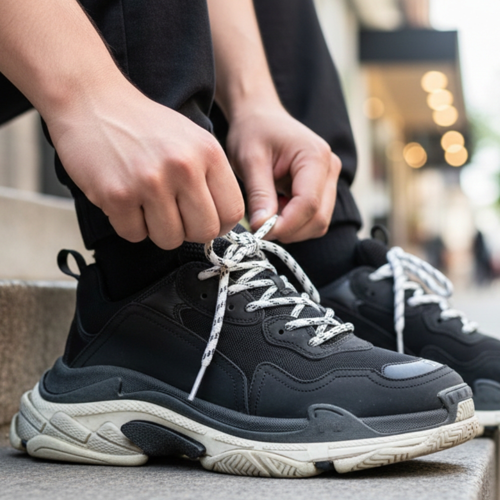 White & Black Balenciaga shoelaces 3