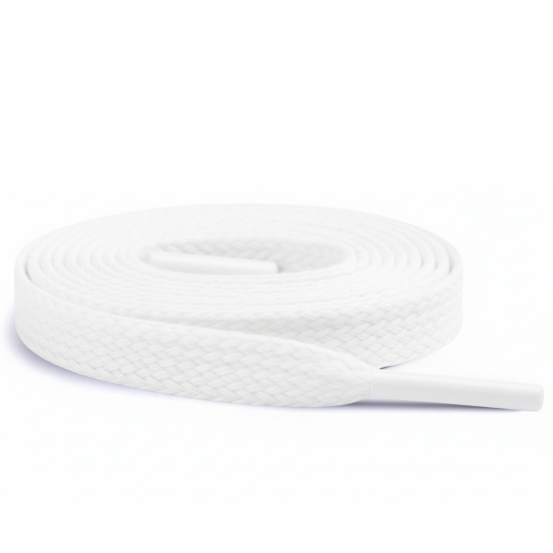 White Flat Waxed Shoelaces