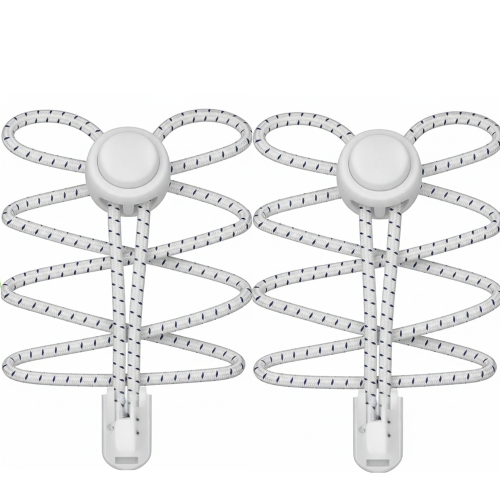 White reflective no tie lock laces