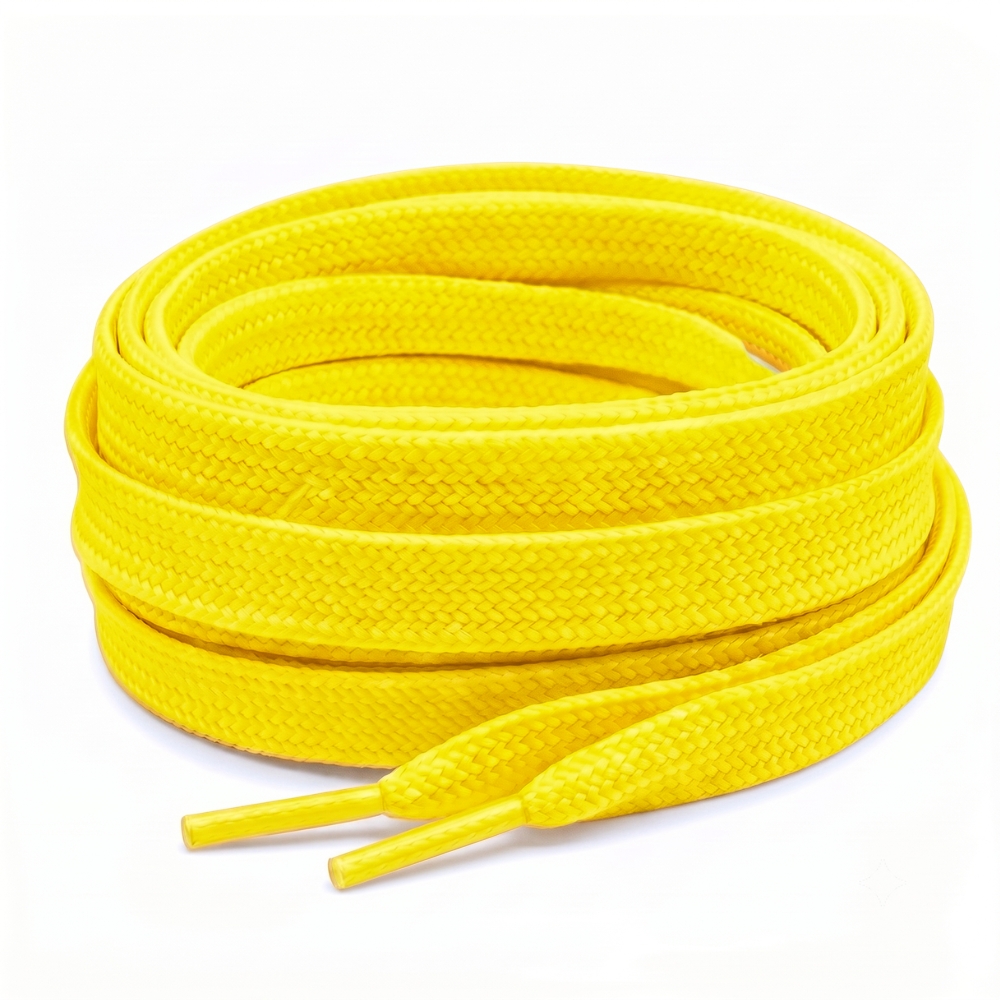Yellow flat shoelaces