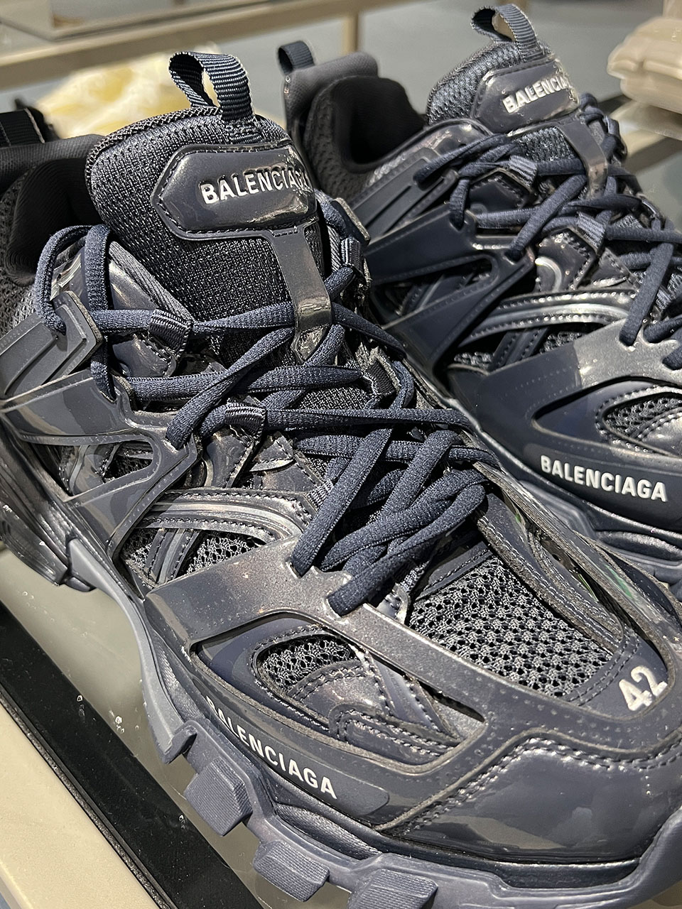 Navy Balenciga Track Replacement Shoelaces