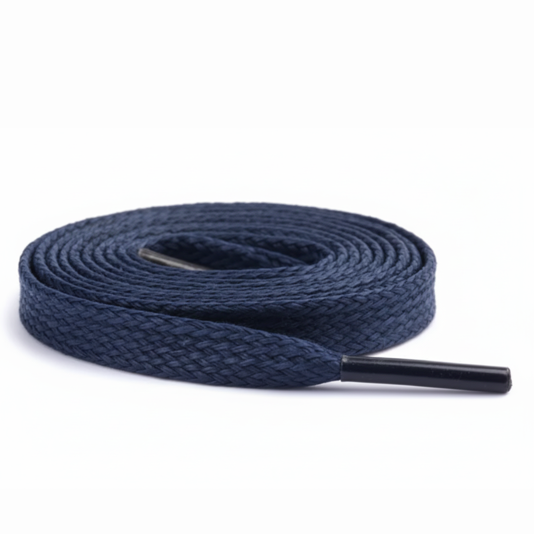 Navy Flat Waxed Shoelaces