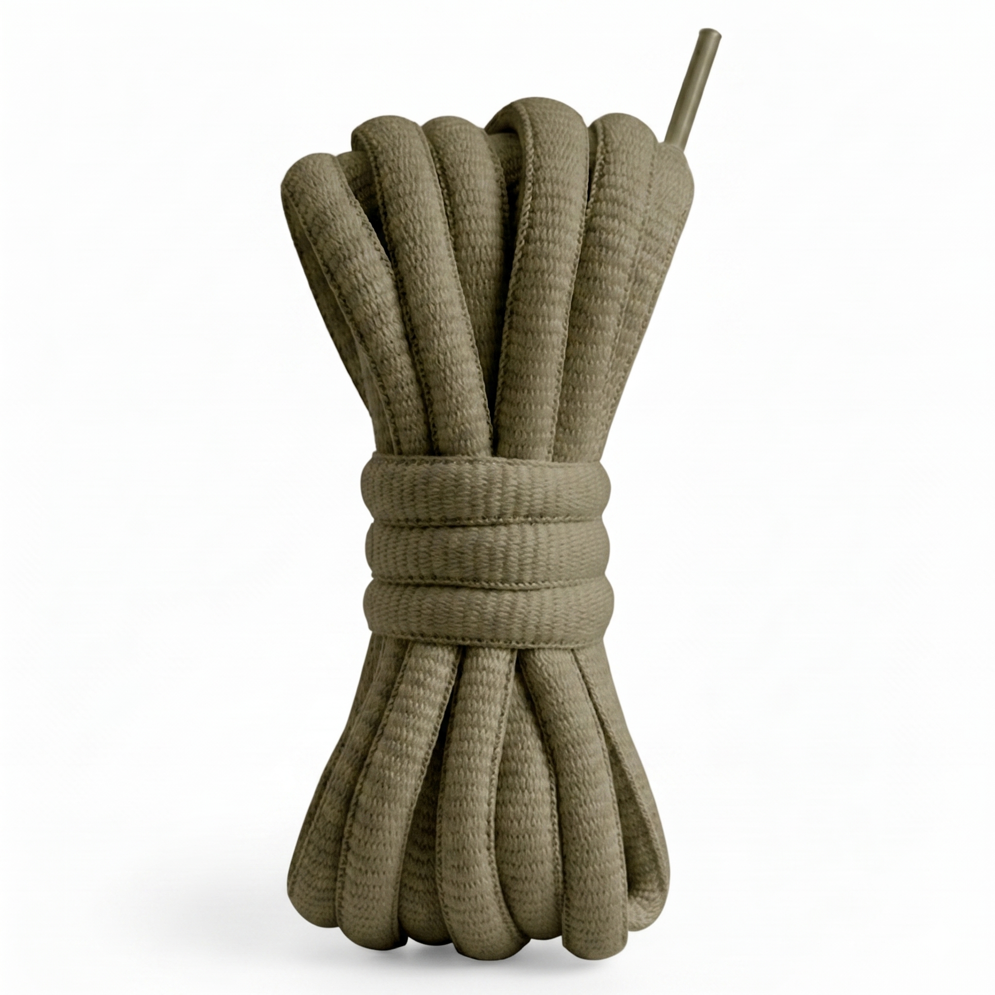 Khaki Green Oval Round Shoelaces